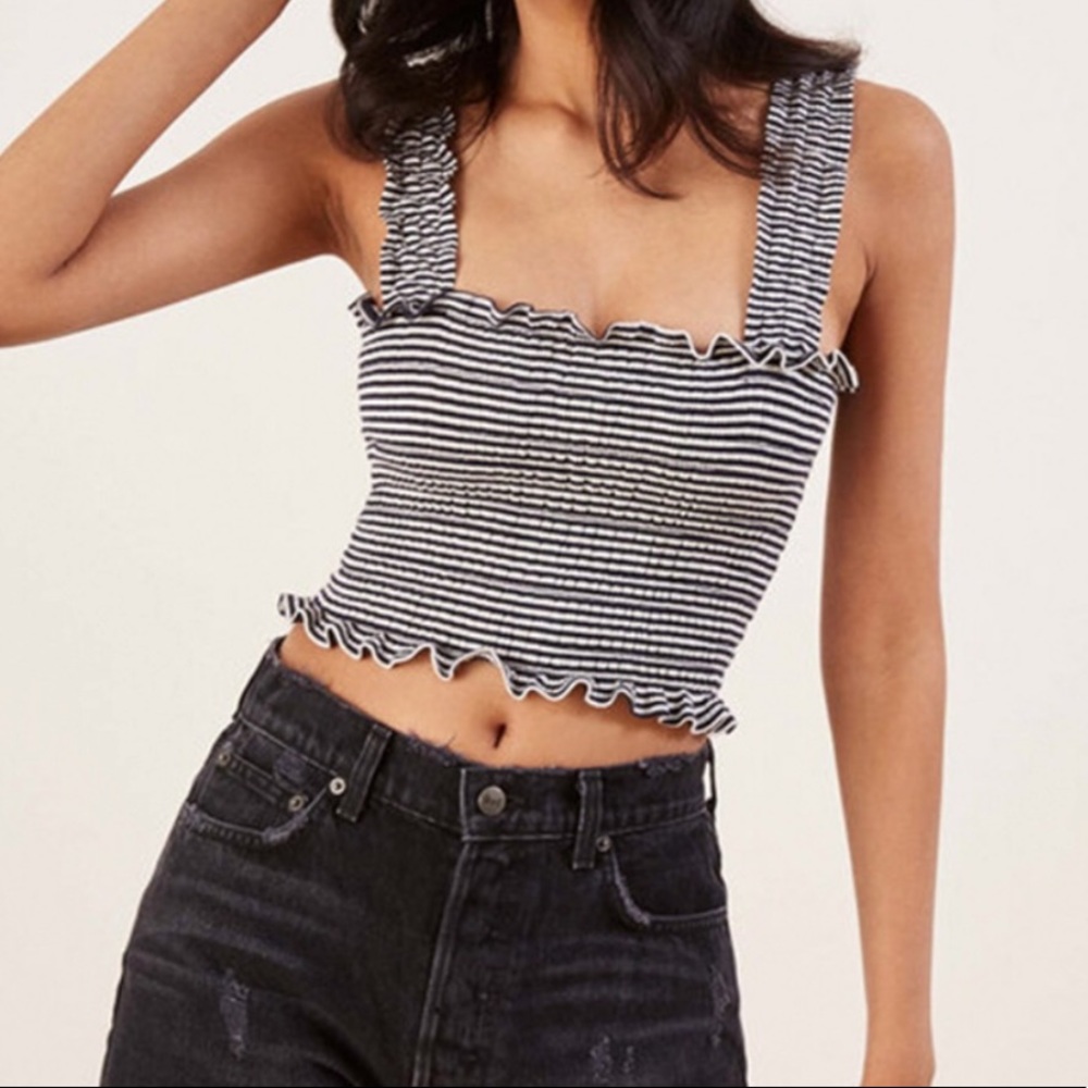 Reformation Leonore Smocked Crop Top